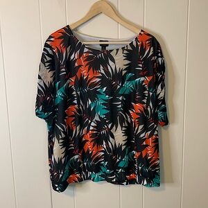 Worthington Palm Leaves Print Top Size 1X